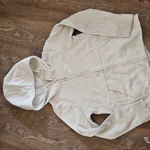 Nike Girls Jacket Zip Up Hoodie Small Heather Cream Beige Youth S